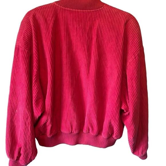 80's Woolrich cherry red corduroy bomber jacket large - Picture 2 of 8